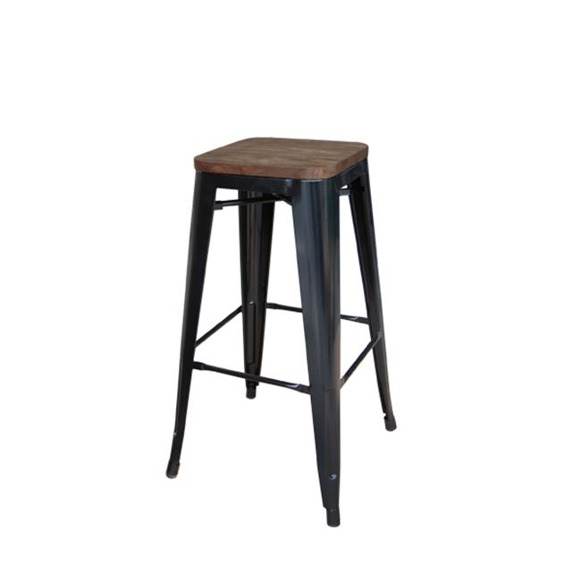 Σκαμπώ μπαρ “RELIX WOOD” μεταλλικό σε μαύρο χρώμα 43x43x76