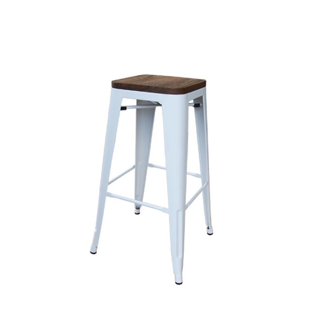 Σκαμπώ μπαρ “RELIX WOOD” μεταλλικό σε λευκό χρώμα 43x43x76
