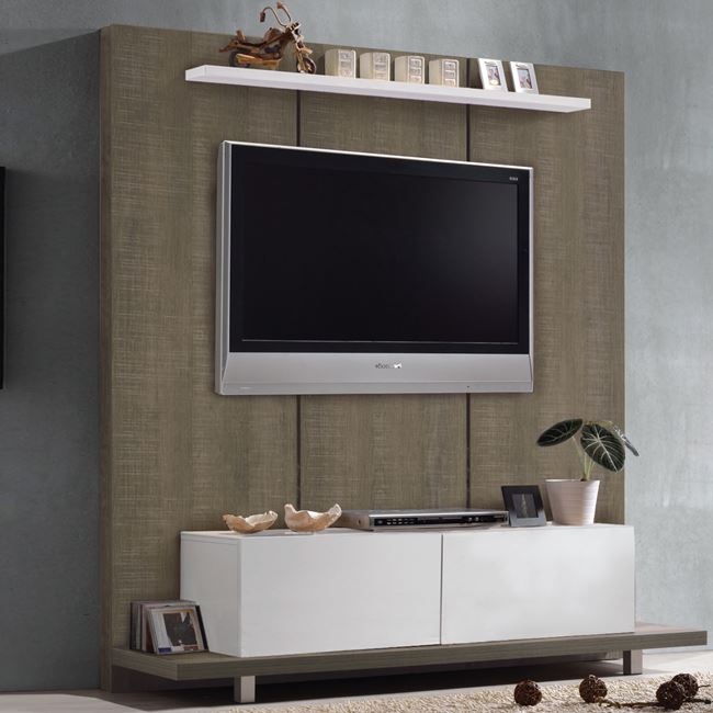 Έπιπλο τηλεόρασης “LIFE TV Wall” σε καρυδί δρυς-λευκό χρώμα 160x46x175