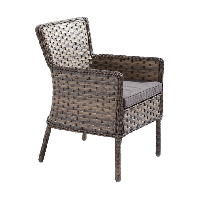 Πολυθρόνα “PALMYRA” από πλέξη wicker καφέ-γκρι χρώμα 58x66x85