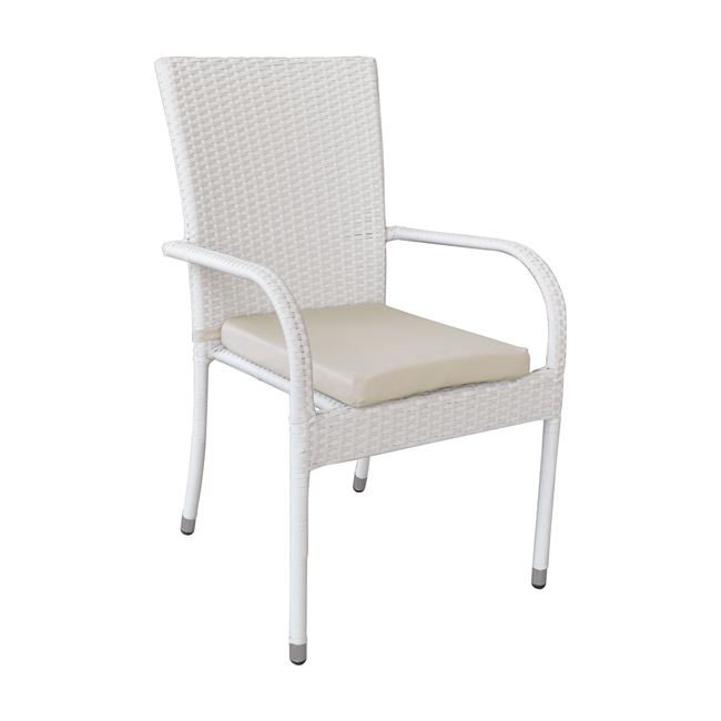 Πολυθρόνα “LUCIA” από πλέξη wicker σε λευκό χρώμα 56x65x95