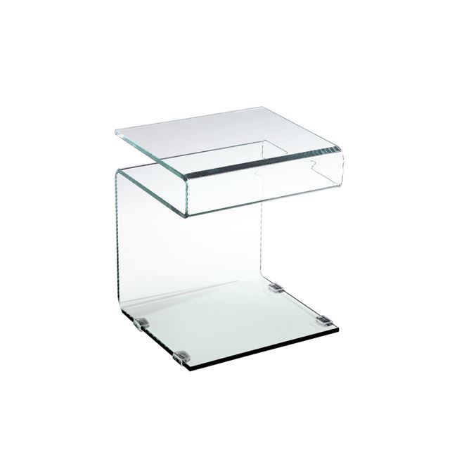 Τραπεζάκι βοηθητικό “GLASSER” γυάλινο 42x38x48