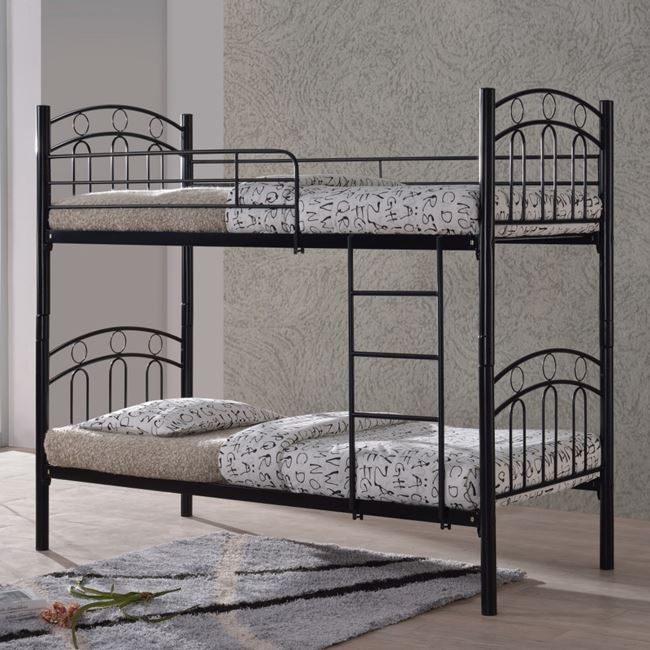 Kρεβάτι-κουκέτα “DECKER” μεταλλική σε μαύρο χρώμα 98x210x176