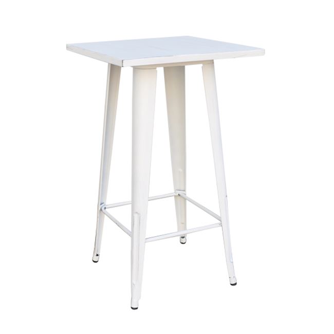 Τραπέζι μπαρ "RELIX" μεταλλικό σε αντικέ λευκό χρώμα 60x60x101