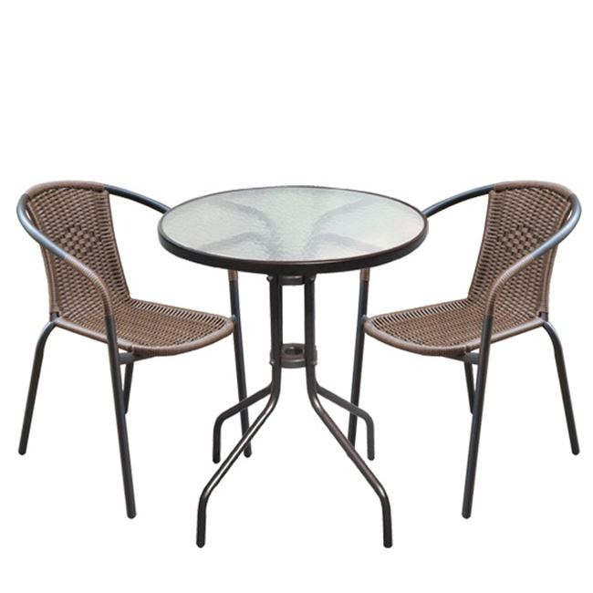 Σετ κήπου “BALENO” μεταλλικό-wicker σε καφέ χρώμα 60×70