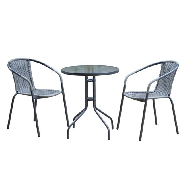 Σετ κήπου “BALENO” μεταλλικό-wicker σε γκρι χρώμα 60×70