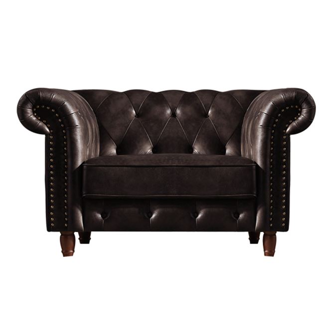 Πολυθρόνα “CHESTERFIELD” ύφασμα nabuk σκούρο καφέ 117x89x75