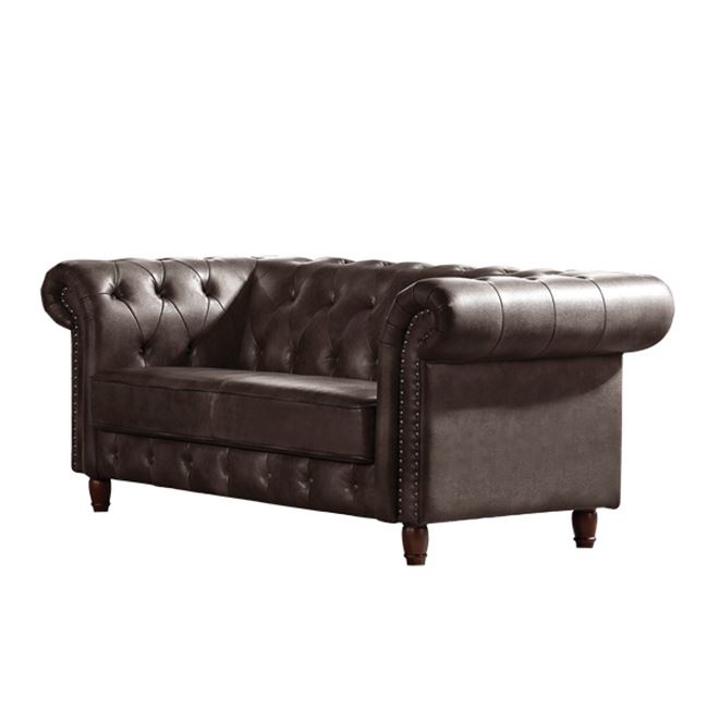 Καναπές “CHESTERFIELD” διθέσιος ύφασμα nabuk σε σκούρο καφέ 180x89x75