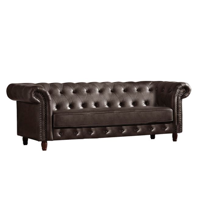 Καναπές “CHESTERFIELD” τριθέσιος ύφασμα nabuk σε χρώμα σκούρο καφέ 214x89x75
