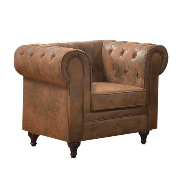 Πολυθρόνα “CHESTERFIELD” υφασμάτινη σε χρώμα καφέ 110x82x77