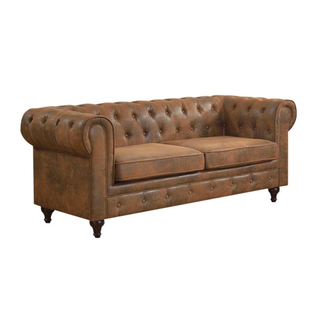 Καναπές “CHESTERFIELD” τριθέσιος υφασμάτινος σε χρώμα καφέ 190x82x77