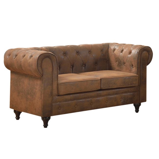 Καναπές “CHESTERFIELD” διθέσιος από ύφασμα σε χρώμα καφέ 150x82x77