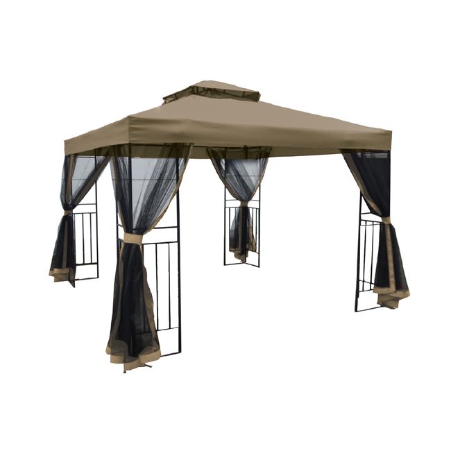 Κιόσκι “GAZEBO” μεταλλικό-υφασμάτινο σε μπεζ-μαύρο χρώμα 3×3