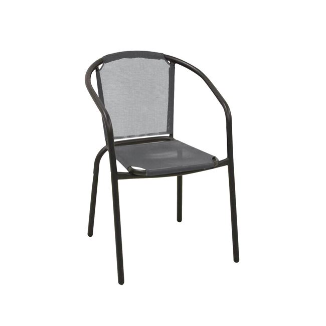 Πολυθρόνα “BALENO” μεταλλική μαύρη με textilene γκρι 53x58x77