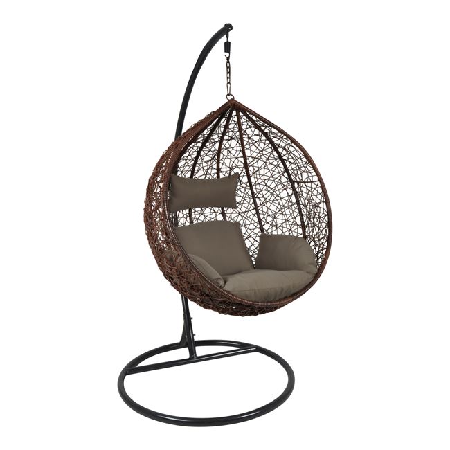 Πολυθρόνα κρεμαστή “ISABEL” wicker σε καφέ χρώμα 105x112x114/208