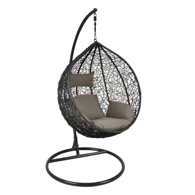 Πολυθρόνα κρεμαστή “ISABEL” wicker σε γκρι-καφέ 105x112x114/208