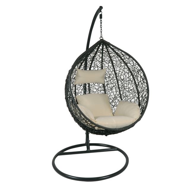 Πολυθρόνα κρεμαστή “ISABEL” wicker σε γκρι-εκρού 105x112x114/208