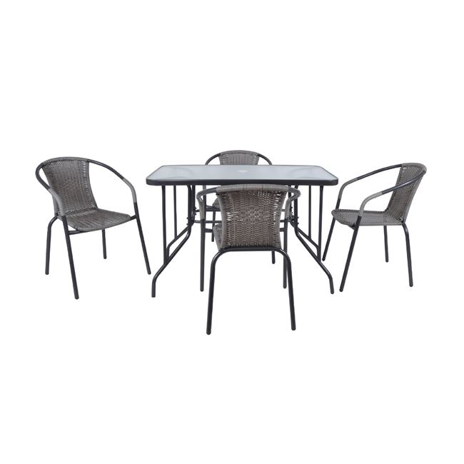 Σετ κήπου “BALENO” μεταλλικό-wicker σε γκρι χρώμα 110x60x71