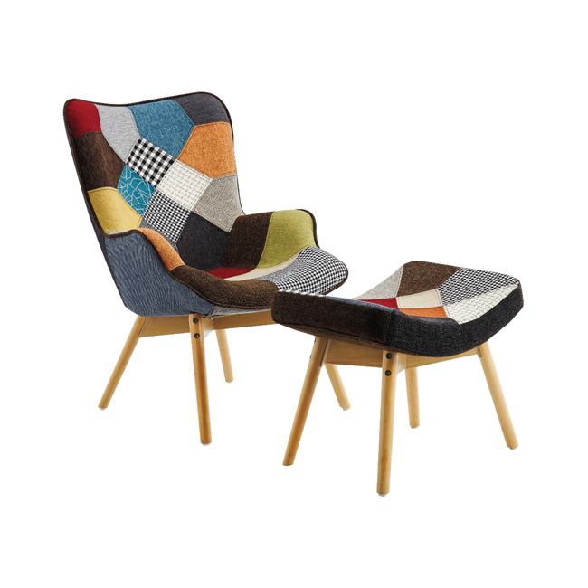 Πολυθρόνα-σκαμπώ “MARON” από ύφασμα patchwork 68x70x95
