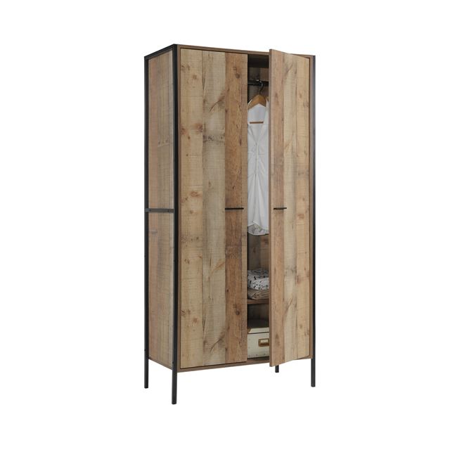 Ντουλάπα “PALLET” δίφυλλη σε χρώμα δρυς-καρυδί 84x52x180