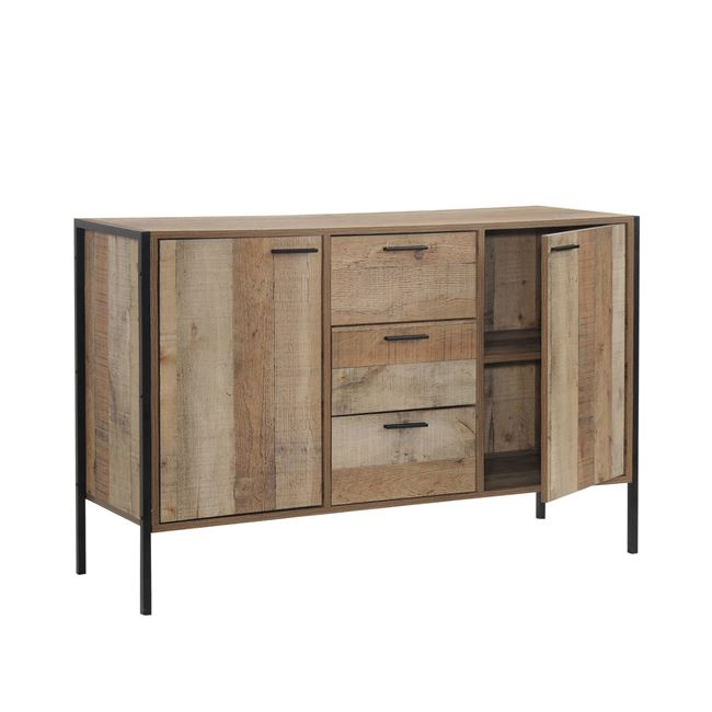 Μπουφές “PALLET” σε χρώμα αντικέ δρυς-καρυδί 124x40x80