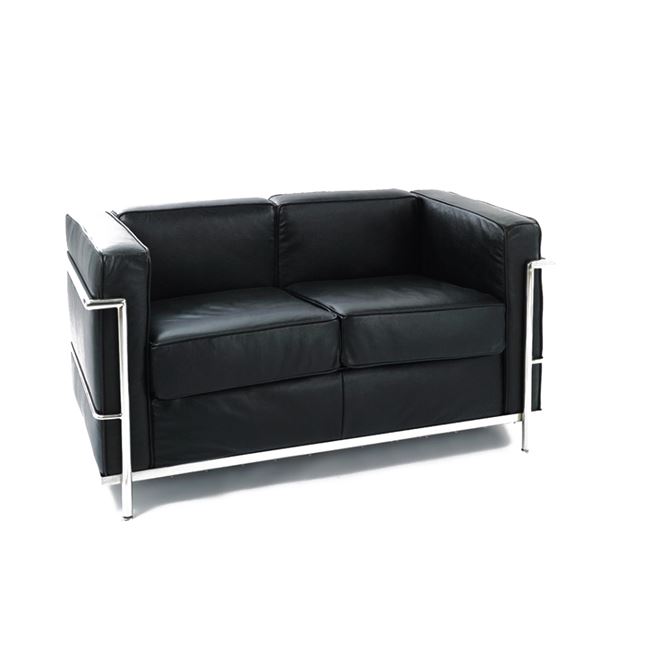 Καναπές “GENOVA” διθέσιος από pu-inox σε μαύρο χρώμα 130x73x71