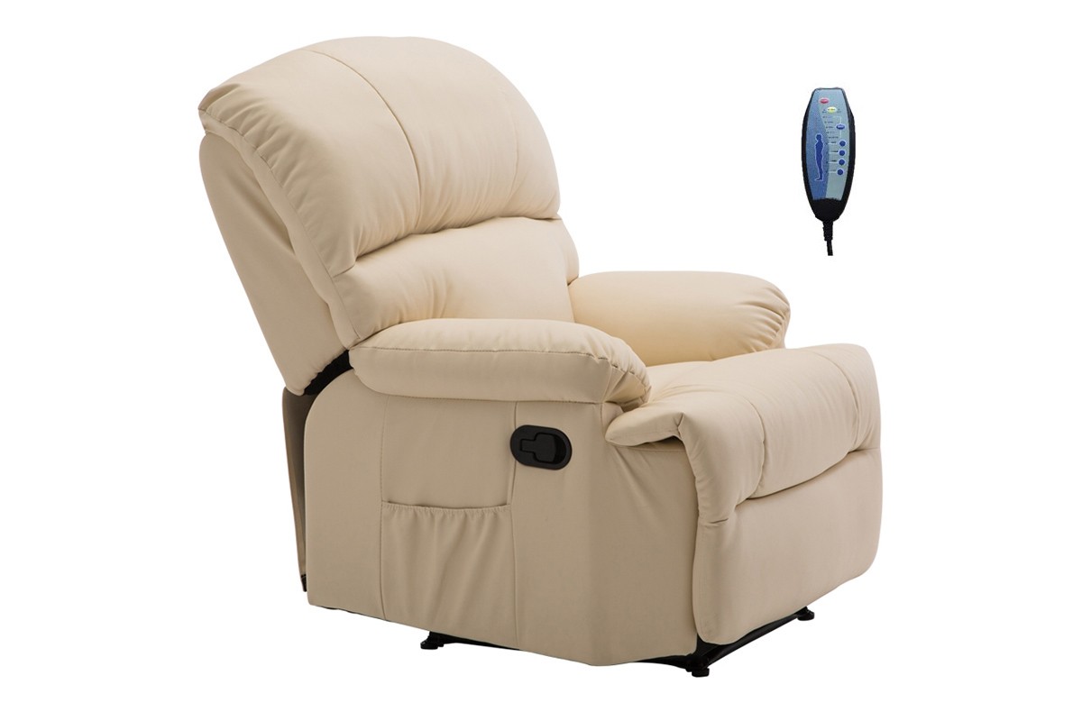 Πολυθρόνα “SPACE” massage από τεχνόδερμα σε χρώμα μπεζ 88x93x102