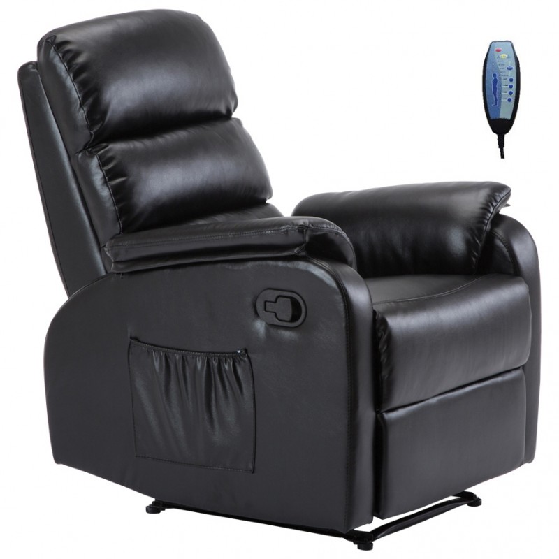 Πολυθρόνα "COMFORT" massage relax από τεχνόδερμα σε χρώμα μαύρο 79x97x101
