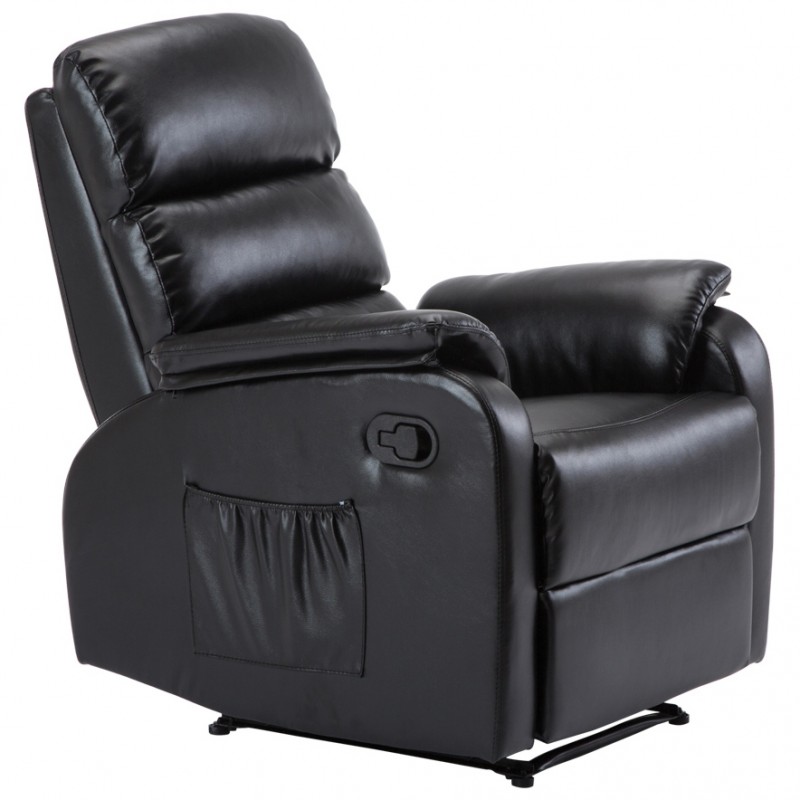 Πολυθρόνα “COMFORT” relax από τεχνόδερμα σε χρώμα μαύρο 79x97x101