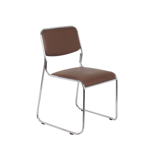 Καρέκλα επισκέπτη “CAMPUS” χρωμίου από τεχνόδερμα σε καφέ χρώμα 51x52x78