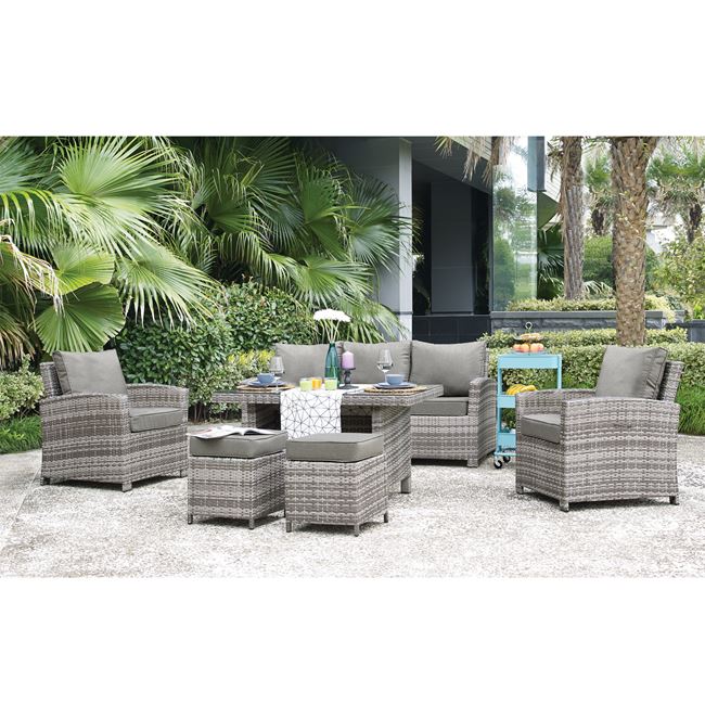Σετ κήπου “MONROE” wicker σε γκρι-λευκό χρώμα 180x76x79
