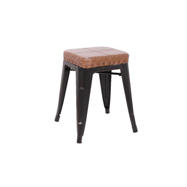 Σκαμπώ “RELIX” μεταλλικό-pu σε antique black-camel χρώμα 39x39x45