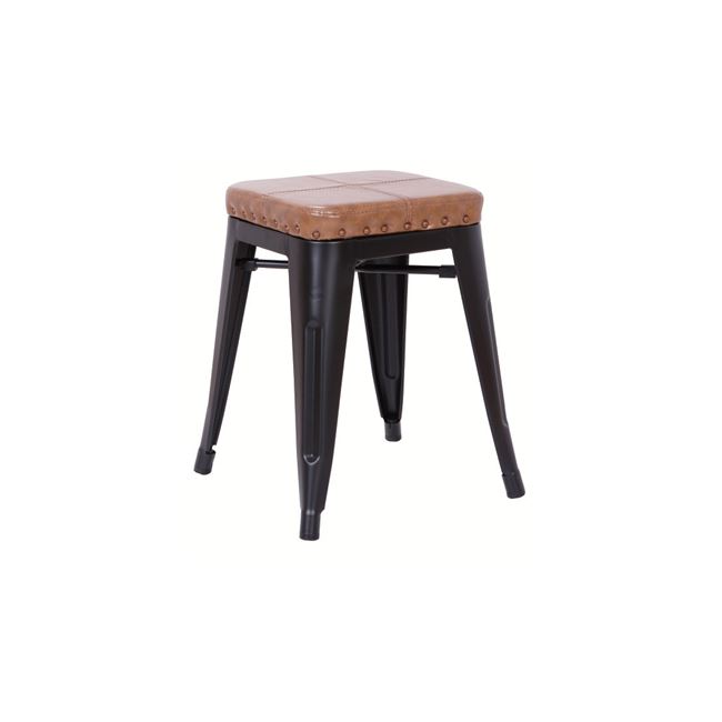 Σκαμπώ “RELIX” μεταλλικό-pu σε μαύρο-camel χρώμα 39x39x45