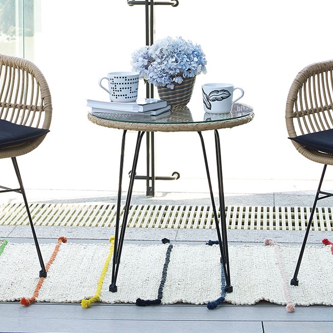 Τραπέζι “SALSA” μεταλλικό με wicker σε χρώμα μαύρο 52×53