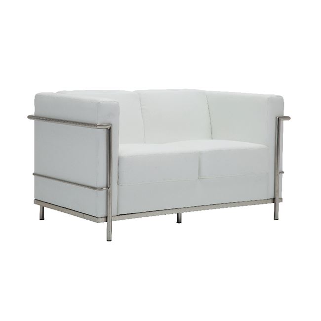 Καναπές “GENOVA” διθέσιος από pu-inox σε λευκό χρώμα 130x73x71