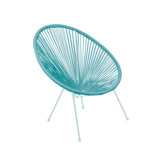 Πολυθρόνα “ACAPULCO” μεταλλική με rattan σε χρώμα μπλε 74x80x84