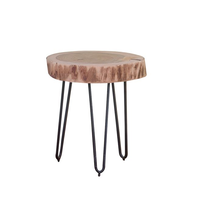 Τραπέζι βοηθητικό “FUEGO” ακακία-φυσικό μεταλλικό-μαύρο 35x35x40