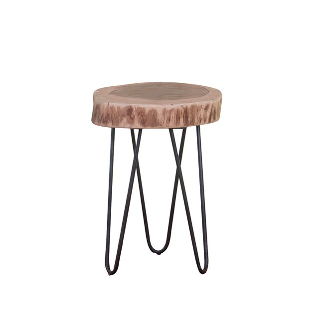 Τραπέζι βοηθητικό “FUEGO” ακακία-φυσικό μεταλλικό-μαύρο 35x35x45