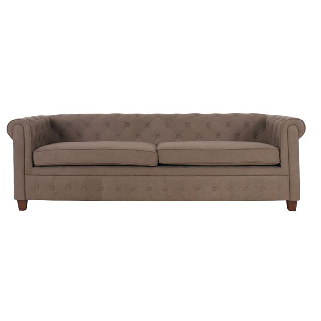 Καναπές “CHESTERFIELD” τριθέσιος υφασμάτινος σε χρώμα καφέ 219x82x80