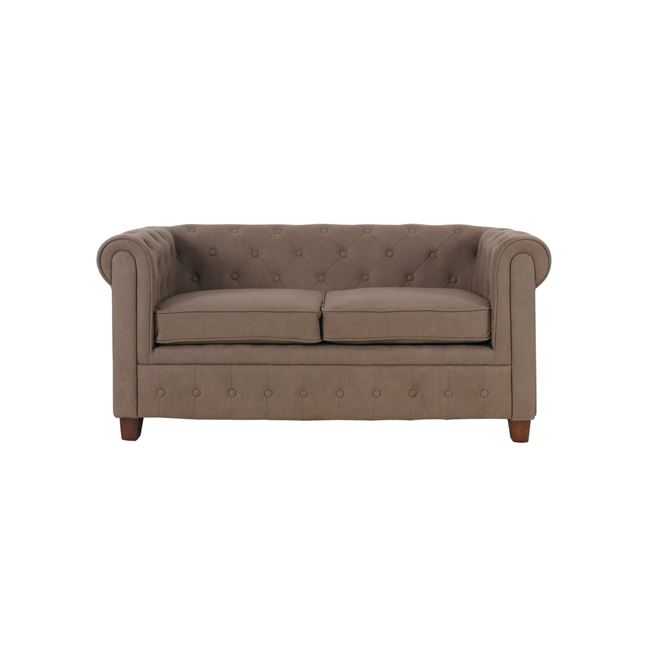 Καναπές “CHESTERFIELD” διθέσιος υφασμάτινος σε χρώμα καφέ 153x82x80