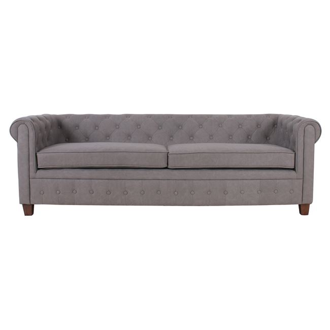 Καναπές “CHESTERFIELD” τριθέσιος υφασμάτινος σε χρώμα γκρι 219x82x80