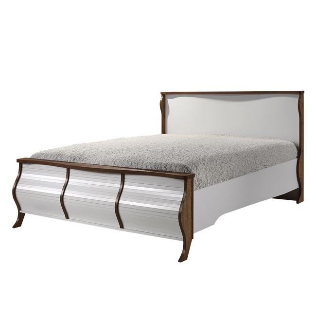 Κρεβάτι “SCARLET” διπλό σε χρώμα λευκό-καρυδί 170x215x113