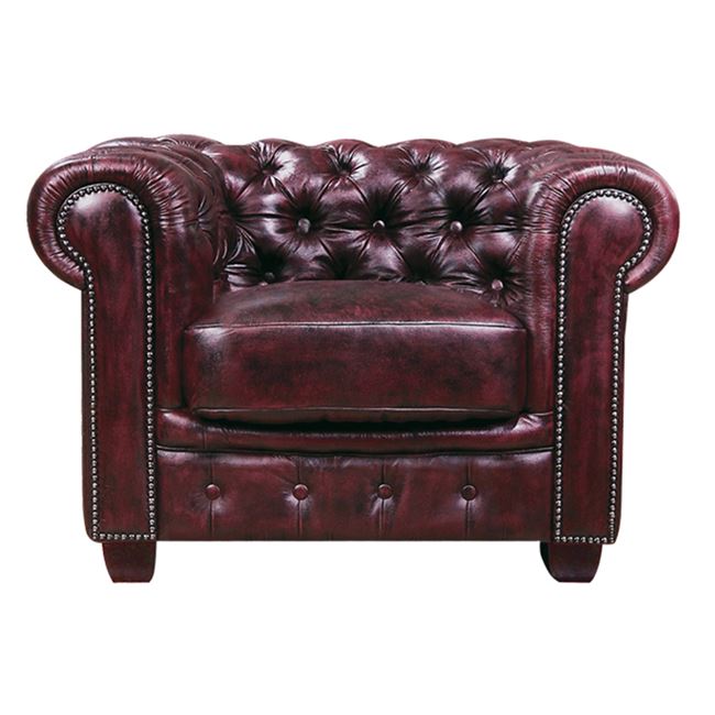 Πολυθρόνα “CHESTERFIELD” δερμάρτινη σε χρώμα αντικέ κόκκινο 103x92x72