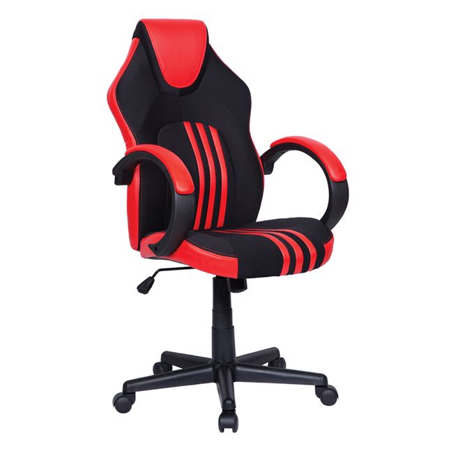 Πολυθρόνα “GAMING” υφασμάτινη σε χρώμα μαύρο/κόκκινο 57x67x105/115