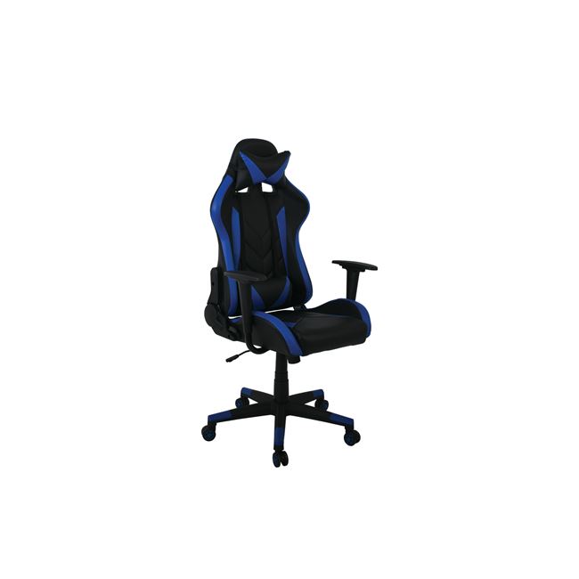 Πολυθρόνα γραφείου “GAMING” από PVC σε μαύρο-μπλε χρώμα 70x51x128