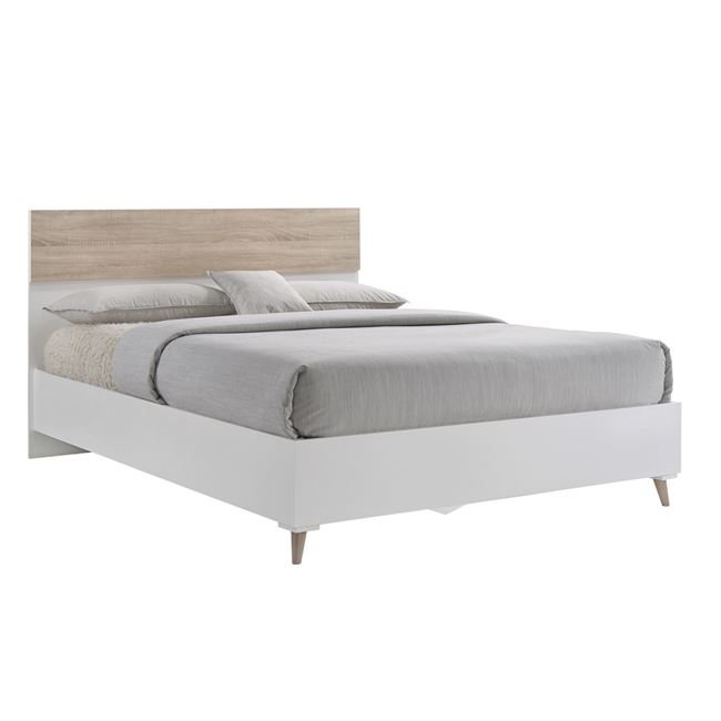 Κρεβάτι "ALIDA" διπλό σε χρώμα λευκό-σονόμα 157x203x100