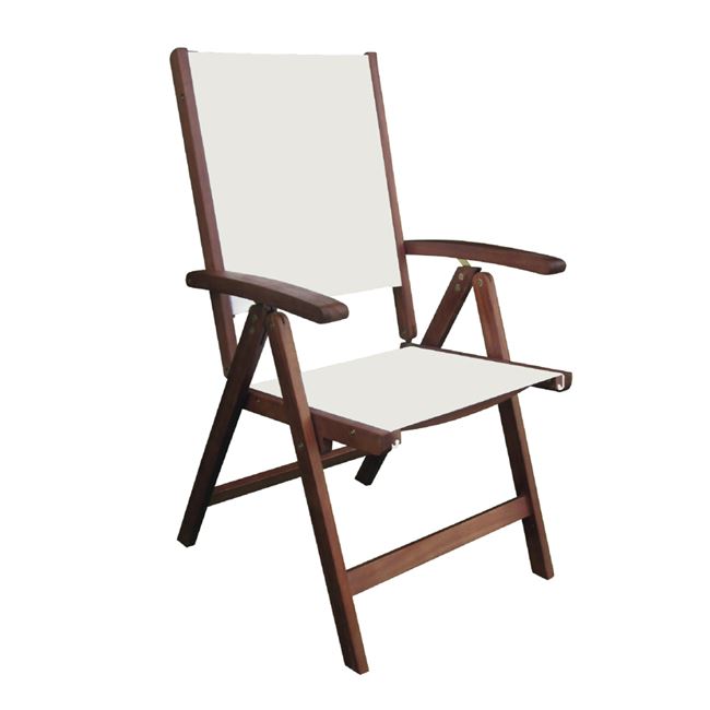 Πολυθρόνα 5 θέσεων “CRICKET” ξύλινη-textilene σε χρώμα καρυδί-λευκό 58x70x105