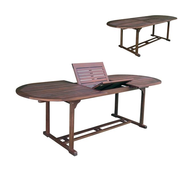 Τραπέζι οβάλ “GARDEN” επεκτεινόμενο ξύλινο σε καρυδί χρώμα 180/240x90x74