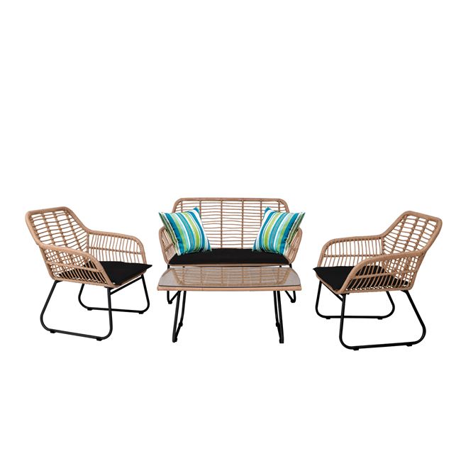 Σετ σαλονιού “SALSA” wicker σε χρώμα φυσικό 120x70x84
