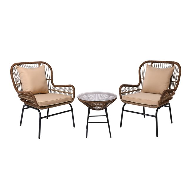 Σετ σαλονιού “SALSA MAX” wicker σε χρώμα φυσικό 64x67x87